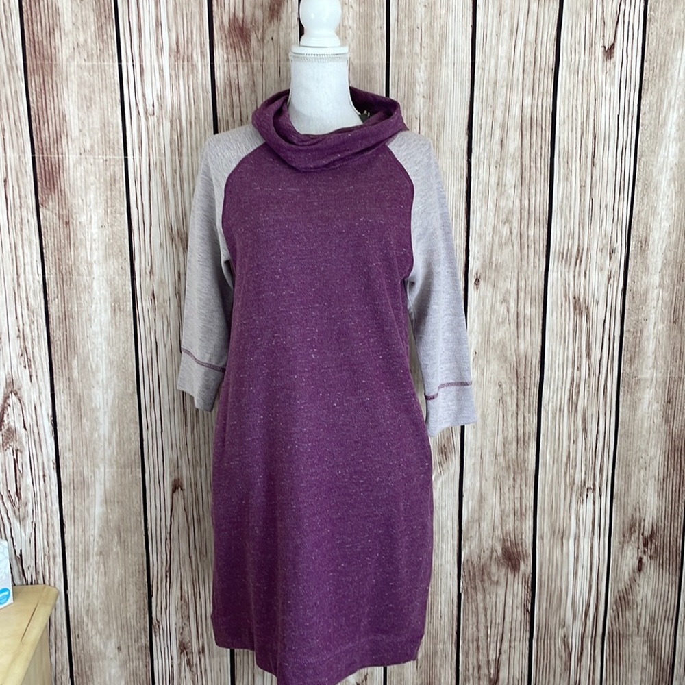 Natural Reflections Cowl Neck Tunic Purple Grey/White Sweatshirt Medium NWT
